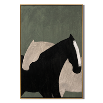 Pale Shadow Meets Black — gray and black modern figurative vintage americana art, set of 2 hand-painted canvas art – view 1