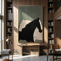 Pale Shadow Meets Black — gray and black modern figurative vintage americana art, set of 2 hand-painted canvas art – view 2