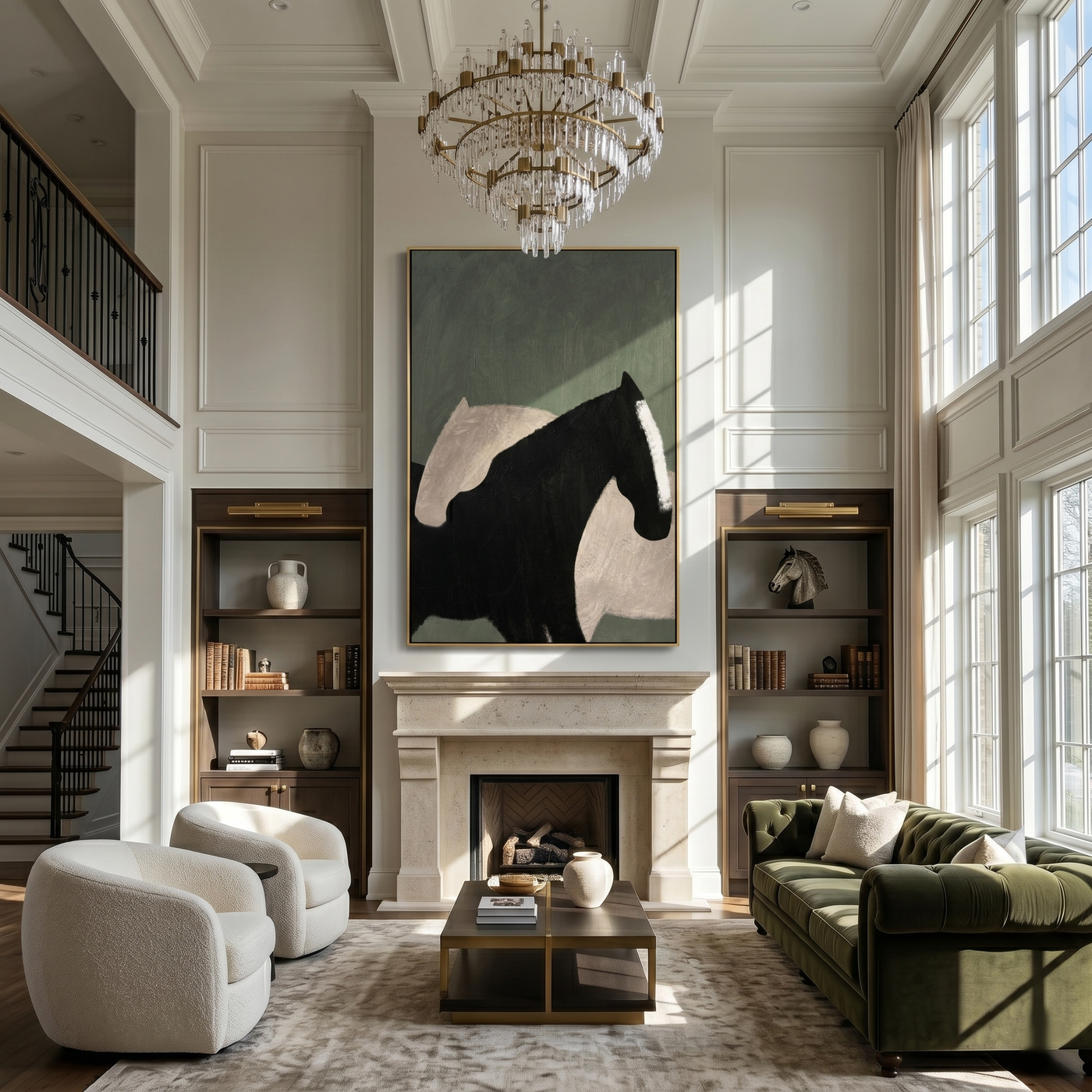 Pale Shadow Meets Black — gray and black modern figurative vintage americana art, set of 2 hand-painted canvas art – view 4