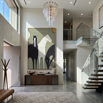 Three Horses Cross Sage — gray and black modern figurative vintage americana art, set of 2 hand-painted canvas art – view 6