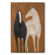 Black and Ivory Stand — brown and black modern figurative vintage americana art, set of 2 hand-painted canvas art – view 1