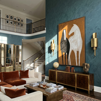 Black and Ivory Stand — brown and black modern figurative vintage americana art, set of 2 hand-painted canvas art – view 4