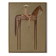 Long Legs Carry Brown — brown modern figurative vintage americana art, set of 2 hand-painted canvas art – view 1