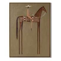 Long Legs Carry Brown — brown modern figurative vintage americana art, set of 2 hand-painted canvas art – view 1