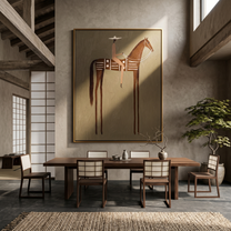 Long Legs Carry Brown — brown modern figurative vintage americana art, set of 2 hand-painted canvas art – view 4