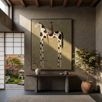 Spots Rise Above Earth — brown and gold modern figurative vintage americana art, set of 2 hand-painted canvas art – view 5