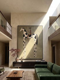Spots Rise Above Earth — brown and gold modern figurative vintage americana art, set of 2 hand-painted canvas art – view 6