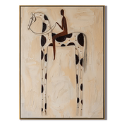 White Horse Carries Shadow — brown and gray modern figurative vintage americana art, set of 2 hand-painted canvas art – view 1
