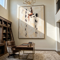 White Horse Carries Shadow — brown and gray modern figurative vintage americana art, set of 2 hand-painted canvas art – view 5