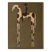 Black Rider on Spots — brown and gold modern figurative vintage americana art, set of 2 hand-painted canvas art – view 1