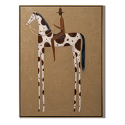 Brown Rider Counts Spots — brown and gold modern figurative vintage americana art, set of 2 hand-painted canvas art – view 1