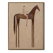 White Rider Crosses Brown — brown modern figurative vintage americana art, set of 2 hand-painted canvas art – view 1