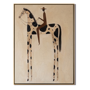 Black Spots Carry Night — brown and gray modern figurative vintage americana art, set of 2 hand-painted canvas art – view 1