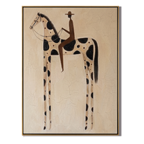 Black Spots Carry Night — brown and gray modern figurative vintage americana art, set of 2 hand-painted canvas art – view 1