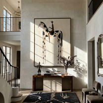 Black Spots Carry Night — brown and gray modern figurative vintage americana art, set of 2 hand-painted canvas art – view 3