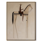 Pale Horse Holds Shadow — gray and brown modern figurative vintage americana art, set of 2 hand-painted canvas art – view 1