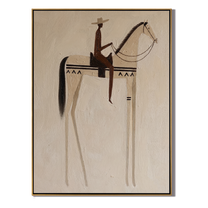Pale Horse Holds Shadow — gray and brown modern figurative vintage americana art, set of 2 hand-painted canvas art – view 1