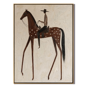 Spotted Horse Carries Silence — gray and brown and white modern figurative vintage americana art, set of 2 hand-painted canvas art – view 1
