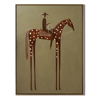White Dots Cross Olive — brown and gold modern figurative vintage americana art, set of 2 hand-painted canvas art – view 1