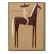 Black Horse Divides Sand — brown and gold modern figurative vintage americana art, set of 2 hand-painted canvas art – view 1