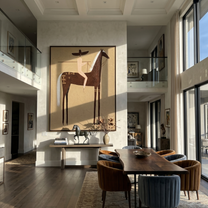 Black Horse Divides Sand — brown and gold modern figurative vintage americana art, set of 2 hand-painted canvas art – view 6