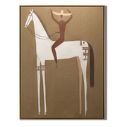 White Horse Lifts Balance — brown and gold modern figurative vintage americana art, set of 2 hand-painted canvas art – view 1