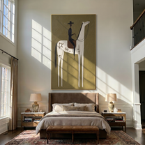 Symbols Climb White Horse — brown and gold modern figurative vintage americana art, set of 2 hand-painted canvas art – view 6