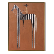 Stripes Stretch into Rust — brown and gray modern figurative vintage americana art, set of 2 hand-painted canvas art – view 1