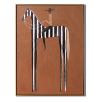 Stripes Stretch into Rust — brown and gray modern figurative vintage americana art, set of 2 hand-painted canvas art – view 1