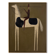 Black Saddle Cuts Ivory — brown and gold modern figurative vintage americana art, set of 2 hand-painted canvas art – view 1