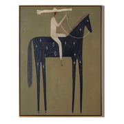 Night Horse Wears Stars — brown and black modern figurative vintage americana art, set of 2 hand-painted canvas art – view 1