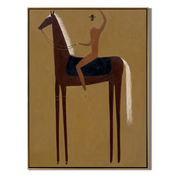 Raised Hand Meets Brown — brown and black modern figurative vintage americana art, set of 2 hand-painted canvas art – view 1