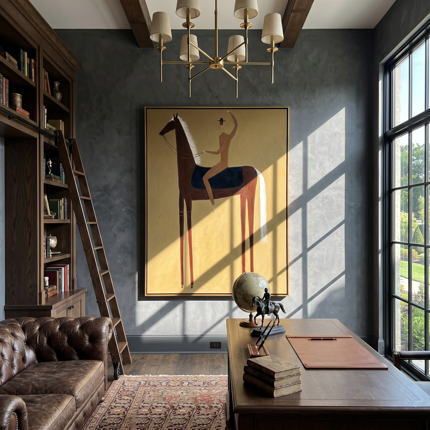 Raised Hand Meets Brown — brown and black modern figurative vintage americana art, set of 2 hand-painted canvas art – view 3