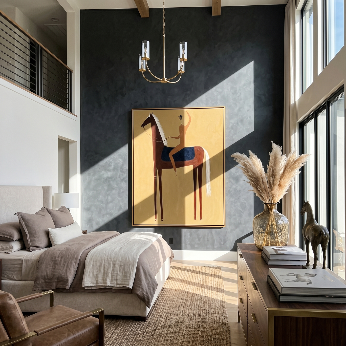 Raised Hand Meets Brown — brown and black modern figurative vintage americana art, set of 2 hand-painted canvas art – view 4