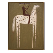 White Dots Stand Patiently — brown and gray modern figurative vintage americana art, set of 2 hand-painted canvas art – view 1