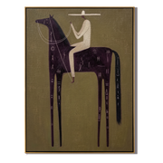Pale Rider Crosses Midnight — brown and black modern figurative vintage americana art, set of 2 hand-painted canvas art – view 1