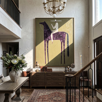 Pale Rider Crosses Midnight — brown and black modern figurative vintage americana art, set of 2 hand-painted canvas art – view 3