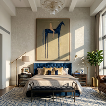 Blue Horse Counts Distance — brown and black modern figurative vintage americana art, set of 2 hand-painted canvas art – view 6