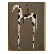 Black Spots Hold Rider — brown modern figurative vintage americana art, set of 2 hand-painted canvas art – view 1