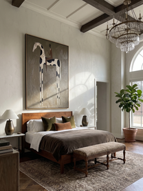 Black Spots Hold Rider — brown modern figurative vintage americana art, set of 2 hand-painted canvas art – view 5