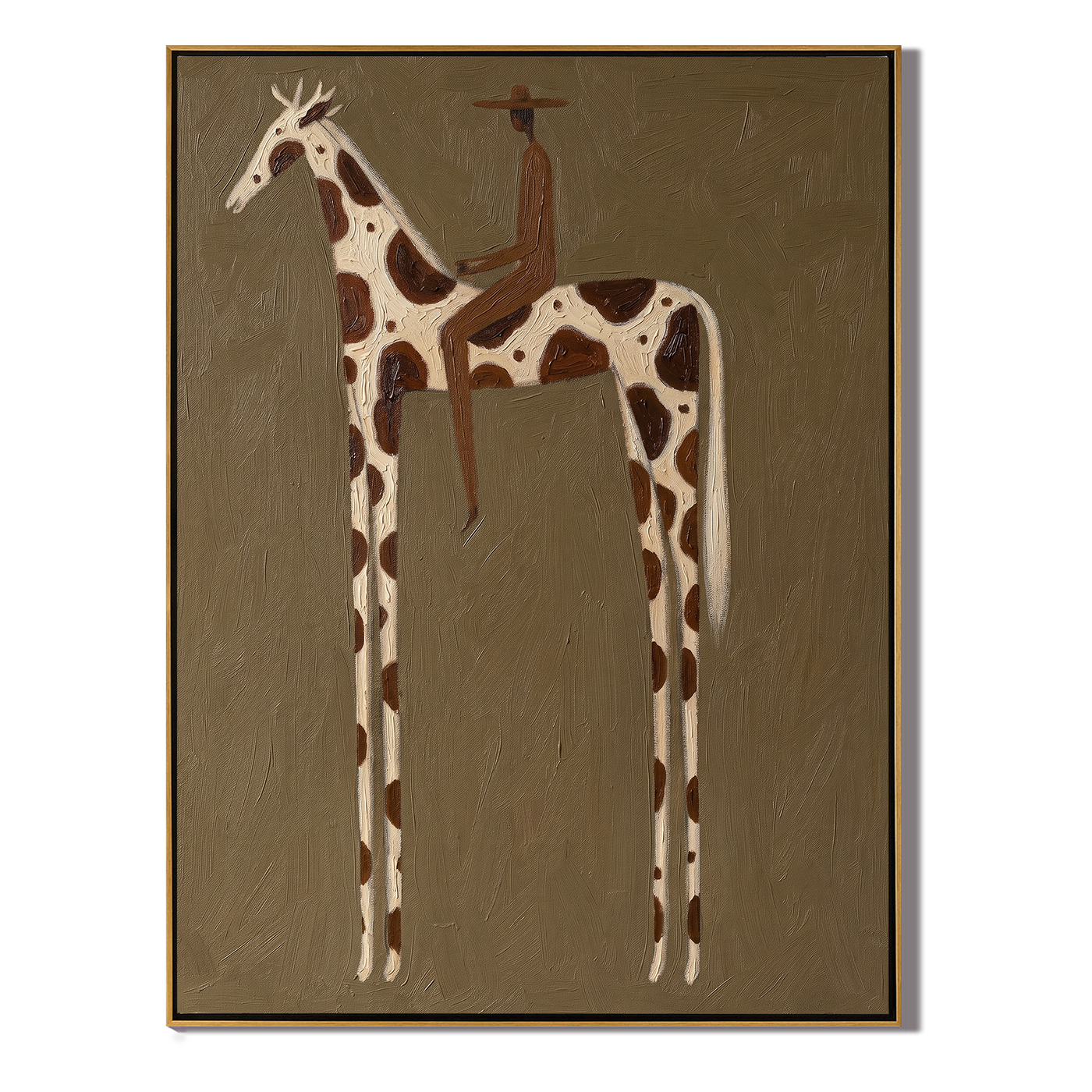 Brown Spots Carry Quiet — brown modern figurative vintage americana art, set of 2 hand-painted canvas art – view 1