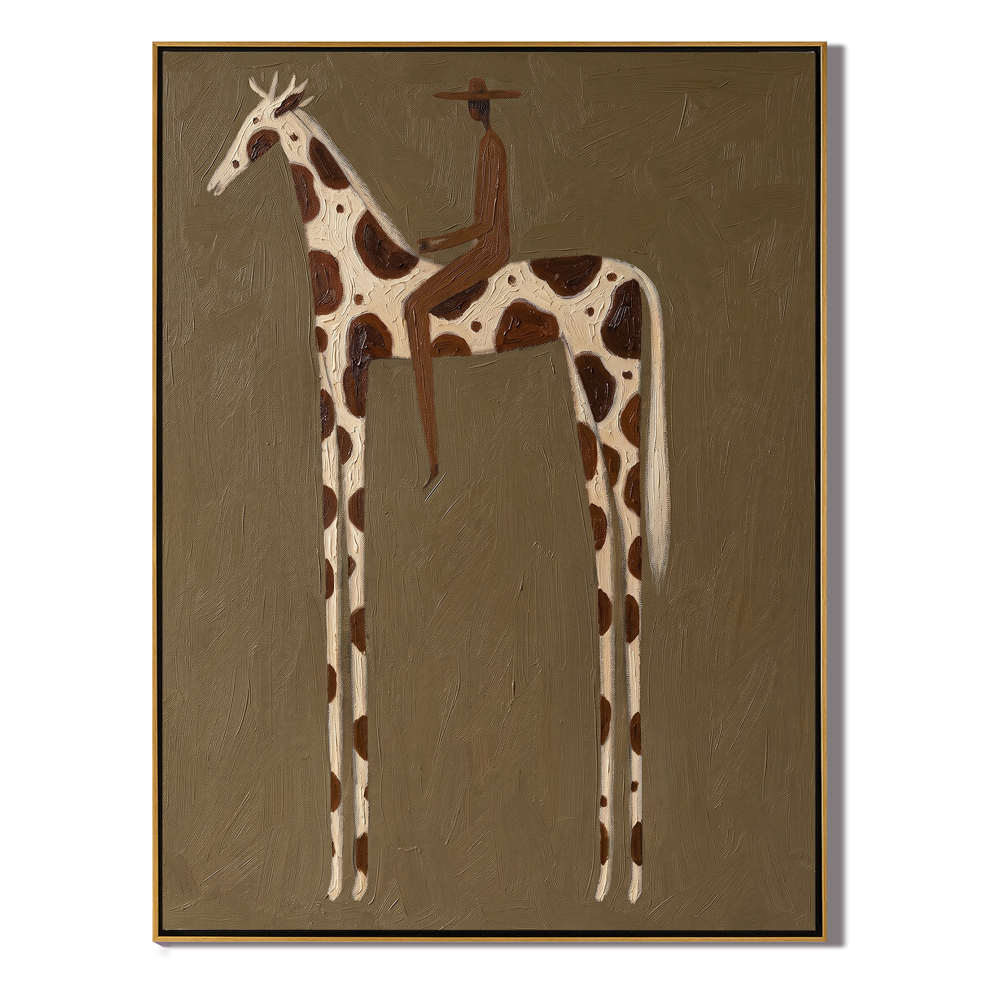 Brown Spots Carry Quiet — brown modern figurative vintage americana art, set of 2 hand-painted canvas art – view 1