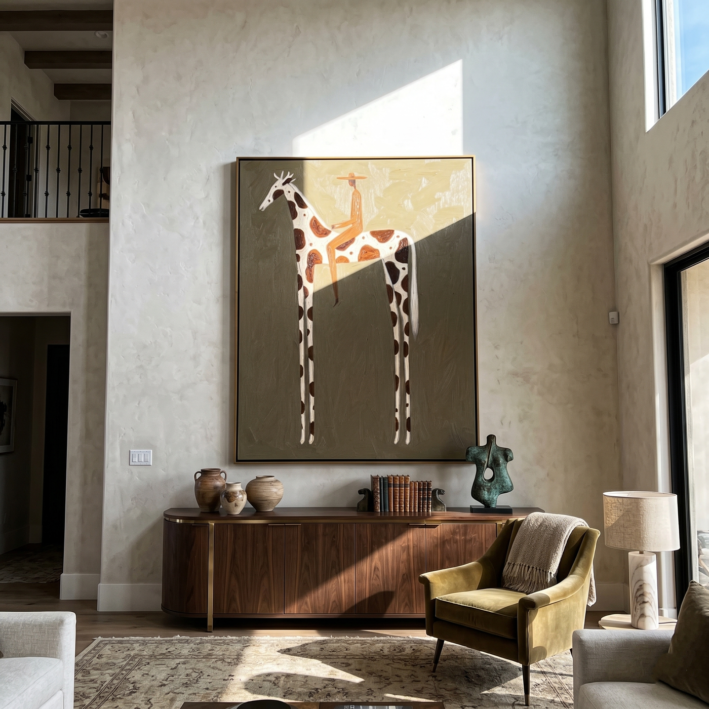 Brown Spots Carry Quiet — brown modern figurative vintage americana art, set of 2 hand-painted canvas art – view 3