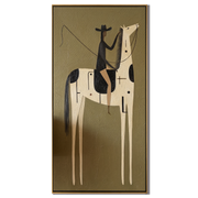 Black Hat Meets Ivory — brown and black modern figurative vintage americana art, set of 2 hand-painted canvas art – view 1