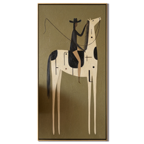 Black Hat Meets Ivory — brown and black modern figurative vintage americana art, set of 2 hand-painted canvas art – view 1