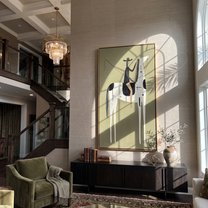 Black Hat Meets Ivory — brown and black modern figurative vintage americana art, set of 2 hand-painted canvas art – view 6