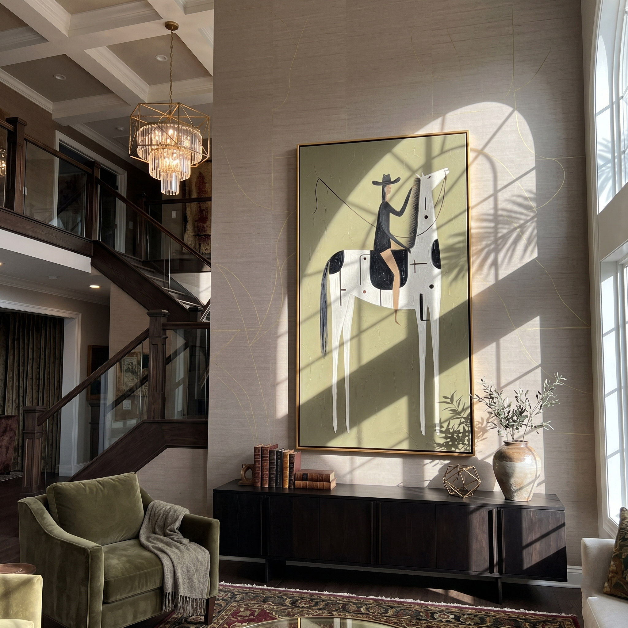 Black Hat Meets Ivory — brown and black modern figurative vintage americana art, set of 2 hand-painted canvas art – view 6