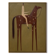 Pale Rider Counts Crosses — brown modern figurative vintage americana art, set of 2 hand-painted canvas art – view 1