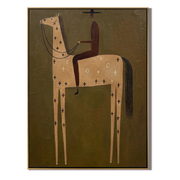 Dark Rider Rides Symbols — brown modern figurative vintage americana art, set of 2 hand-painted canvas art – view 1