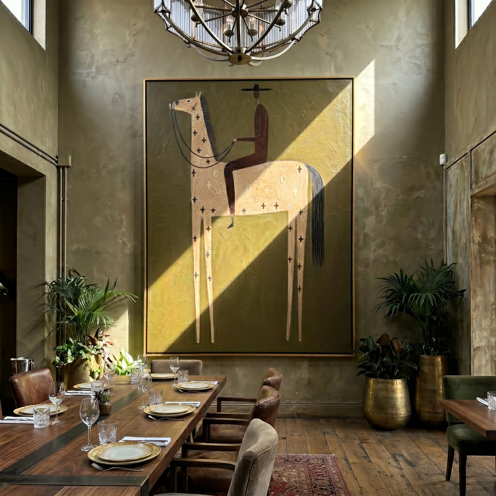 Dark Rider Rides Symbols — brown modern figurative vintage americana art, set of 2 hand-painted canvas art – view 6